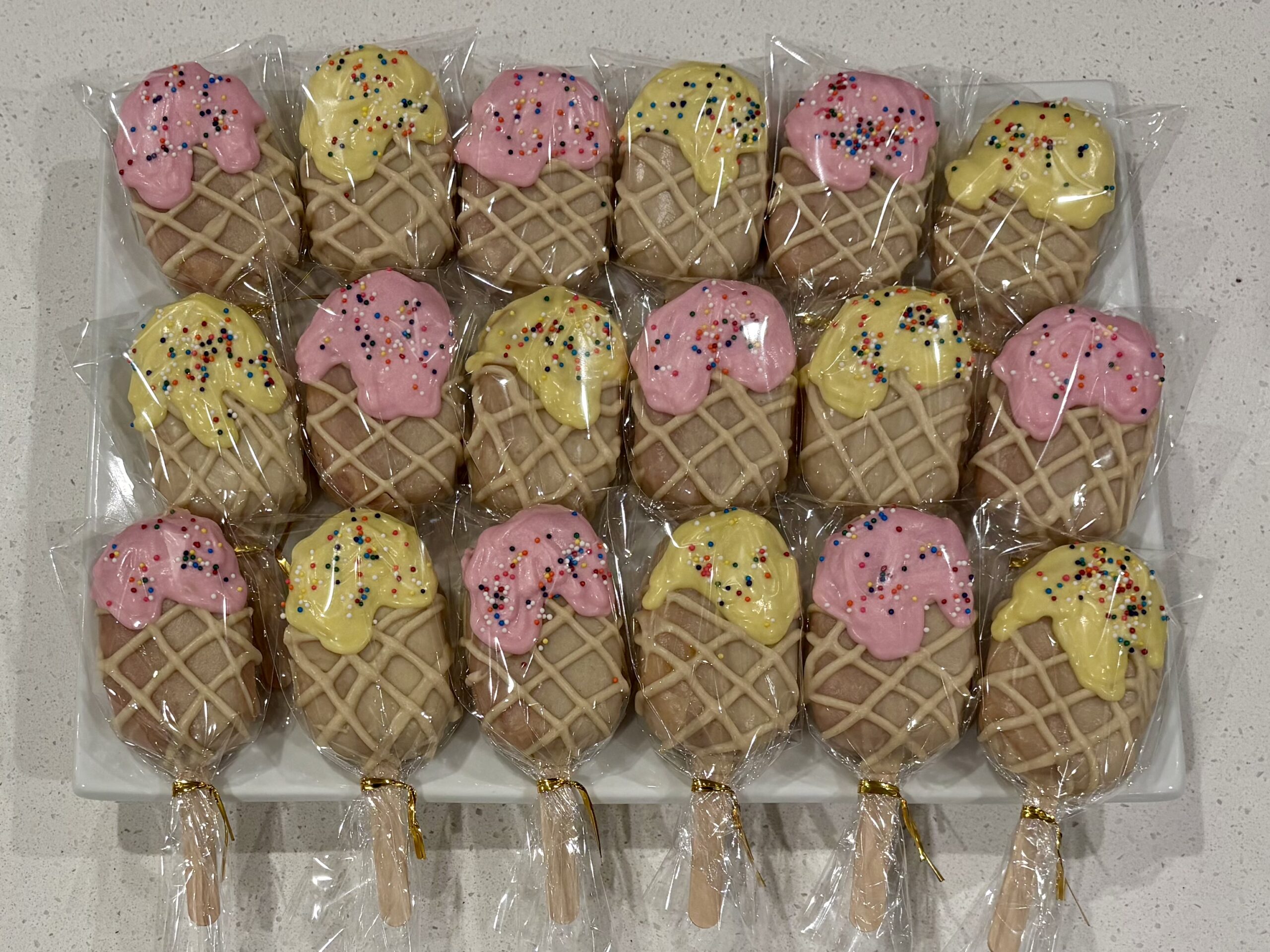 yellow pink ice cream cone large batch