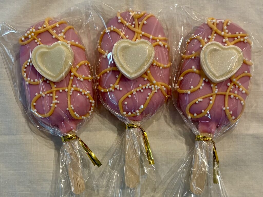 hot pink orange hearts basketball piping