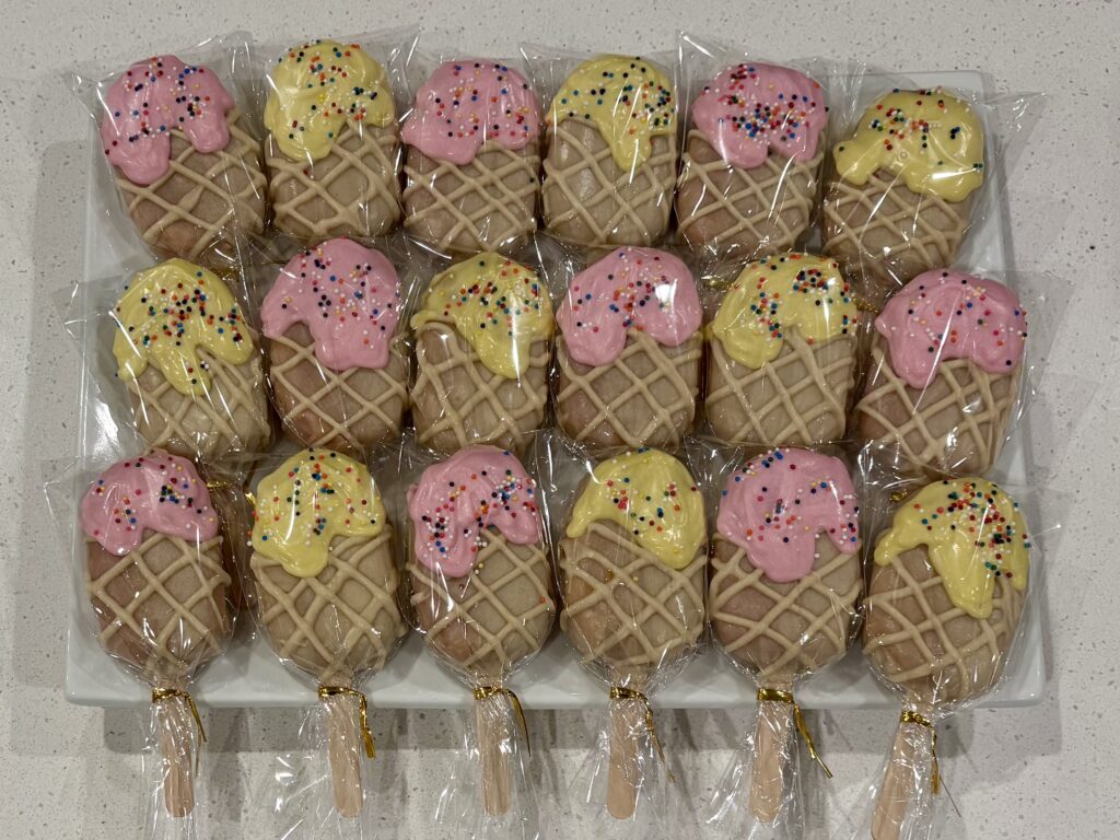 yellow pink ice cream cone large batch
