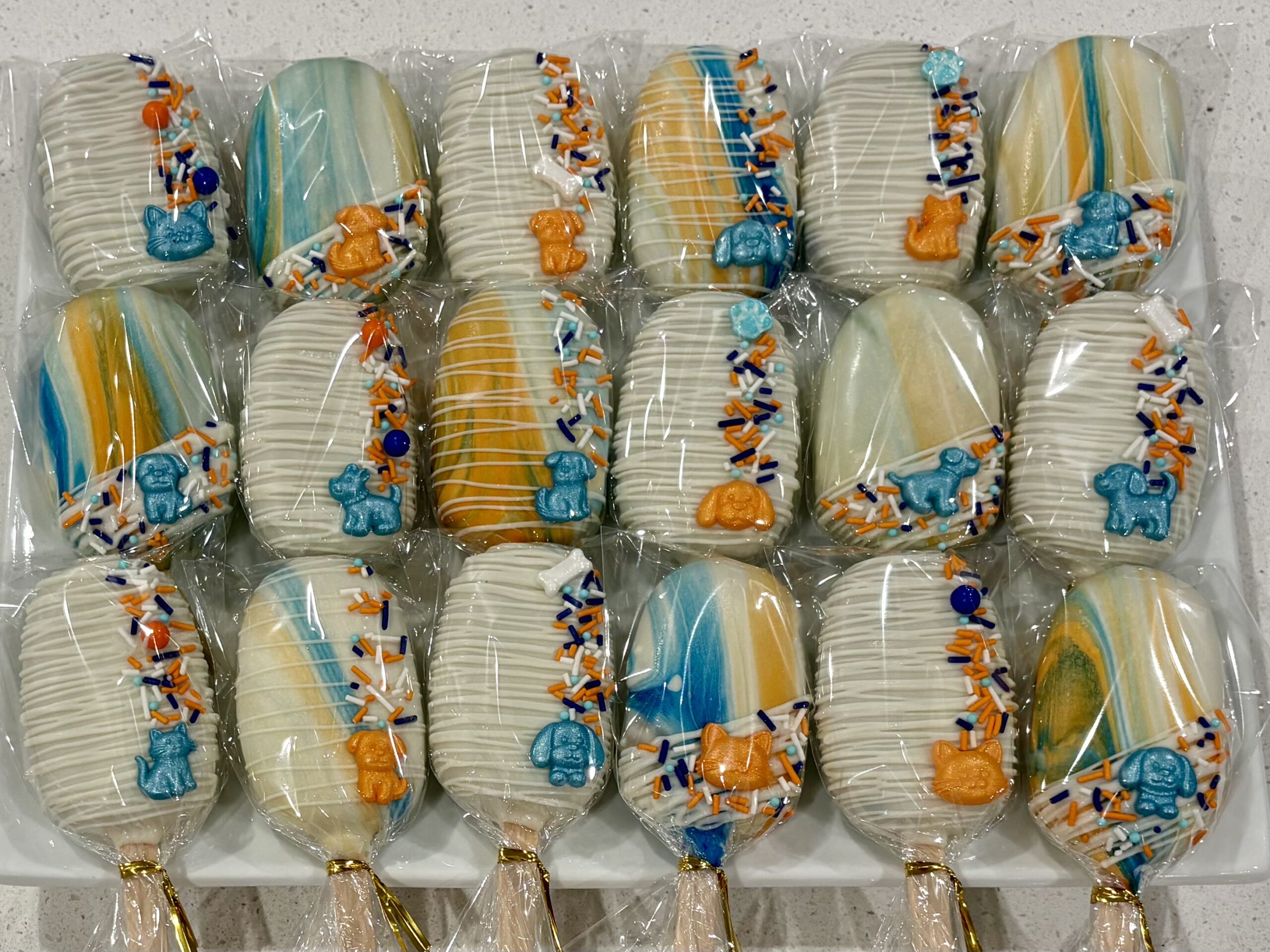 dog orange and blue large mix batch